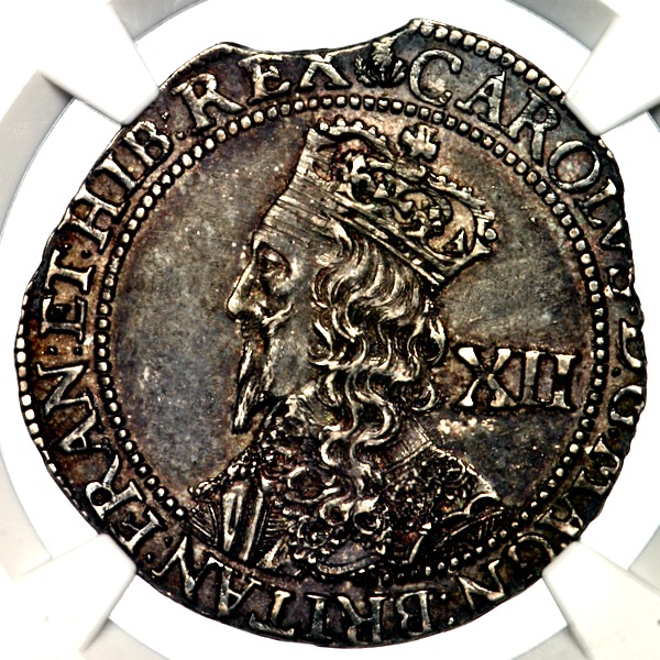 1637-1642 Charles I Twelve Shillings NGC - AU58