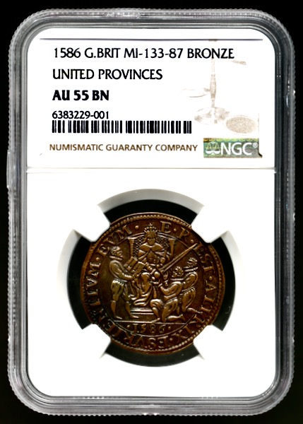 1586 Elizabeth I Medal NGC - AU55 Brown