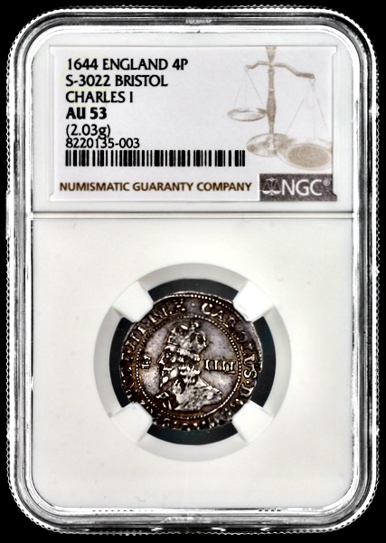 1644 Charles I Groat NGC - AU53