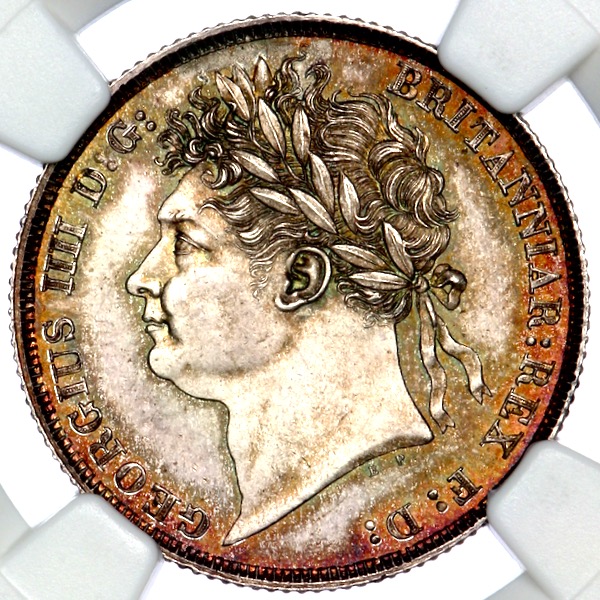 1825 George IV Shilling Brilliant Uncirculated. NGC - MS66+