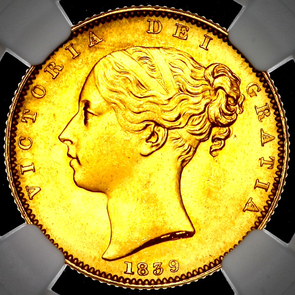 1839 Victoria Sovereign Brilliant Uncirculated. NGC - MS65