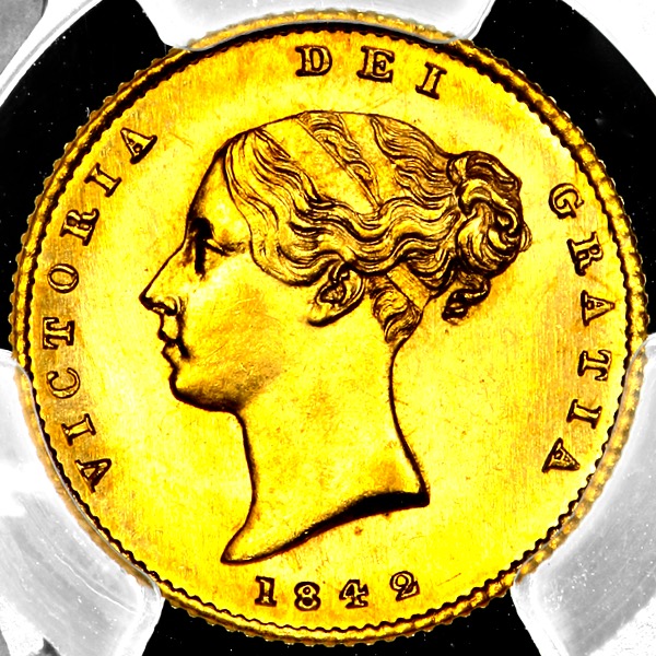1842 Victoria Half Sovereign Brilliant Uncirculated. PCGS - MS65