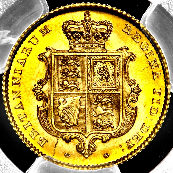 1842 Victoria Half Sovereign Brilliant Uncirculated. PCGS - MS65