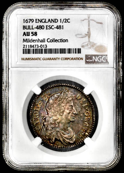 1679 Charles II Halfcrown NGC - About Uncirculated 58