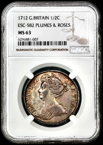 1712 Anne Halfcrown Uncirculated. NGC - MS63