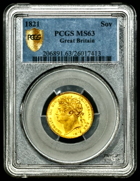 1821 George IV Sovereign Uncirculated. PCGS - Mint State 63