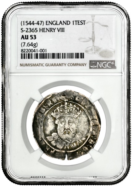 1544-47 Henry VIII Testoon NGC - AU53