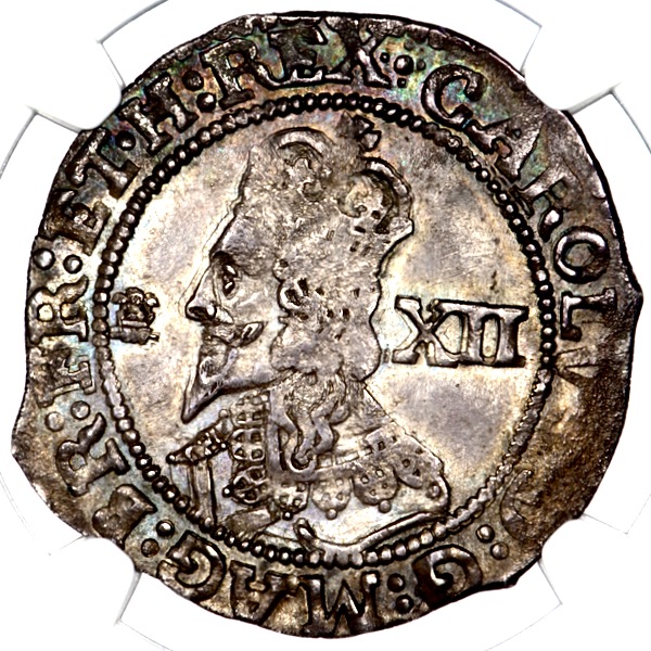 1644 Charles I Shilling Practically Uncirculated. NGC - MS62
