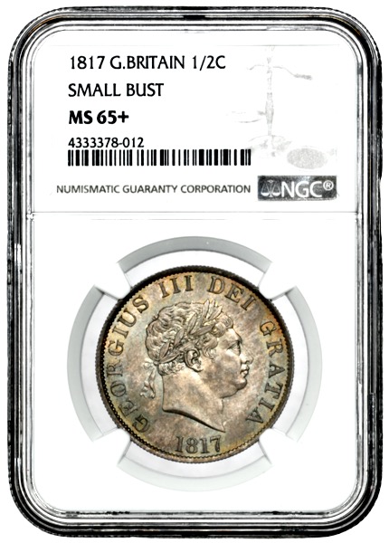 1817 George III Halfcrown Brilliant Unc. NGC - Mint State 65+