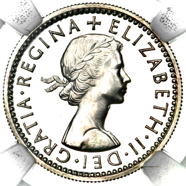 1955 Elizabeth II Proof Sixpence NGC - PF66 CAMEO