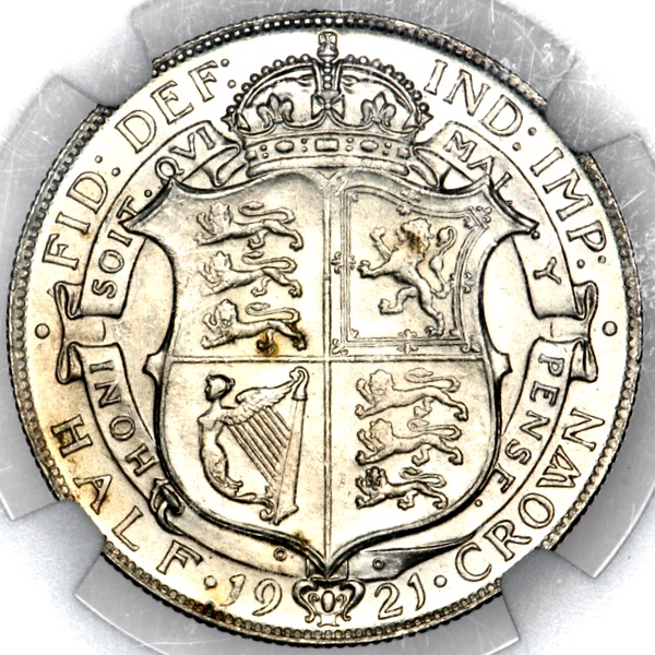 1921 George V Halfcrown Choice Uncirculated. NGC - Mint State 64