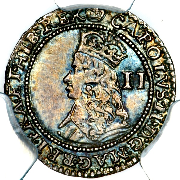 1660-1662 Charles II Threepence Practically Uncirculated. PCGS - MS62