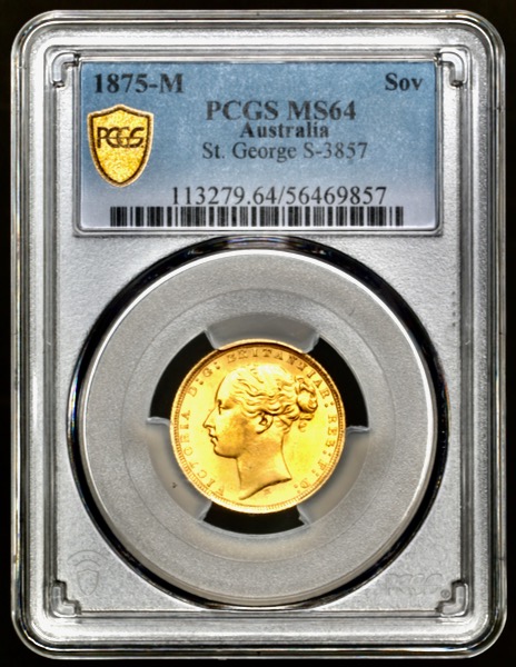 1875 Victoria Sovereign Choice Uncirculated. PCGS - MS64