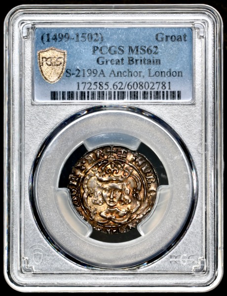 1499-1502 Henry VII Groat Practically Uncirculated. PCGS - MS62