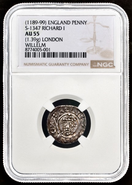 1189-1199 Richard I Penny NGC - AU55