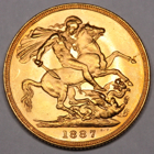 1887 M QUEEN VICTORIA  MELBOURNE MINT SOVEREIGN COIN