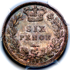 1883 Queen Victoria Sixpence