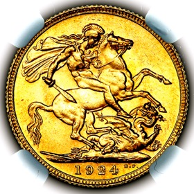 1924 M George V Australia Melbourne Mint Sovereign