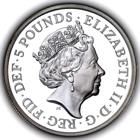 2019 Elizabeth II Una and the Lion Proof Five Pounds