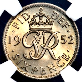 1952 George VI Sixpence
