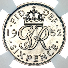 1952 George VI Sixpence